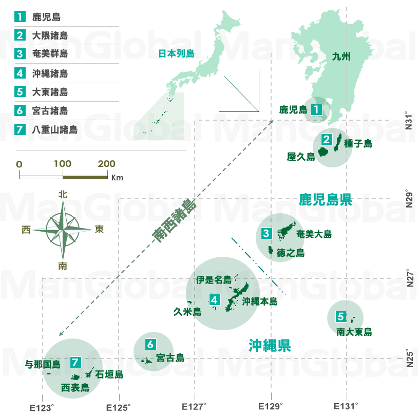 日本全体のマングローブ分布図