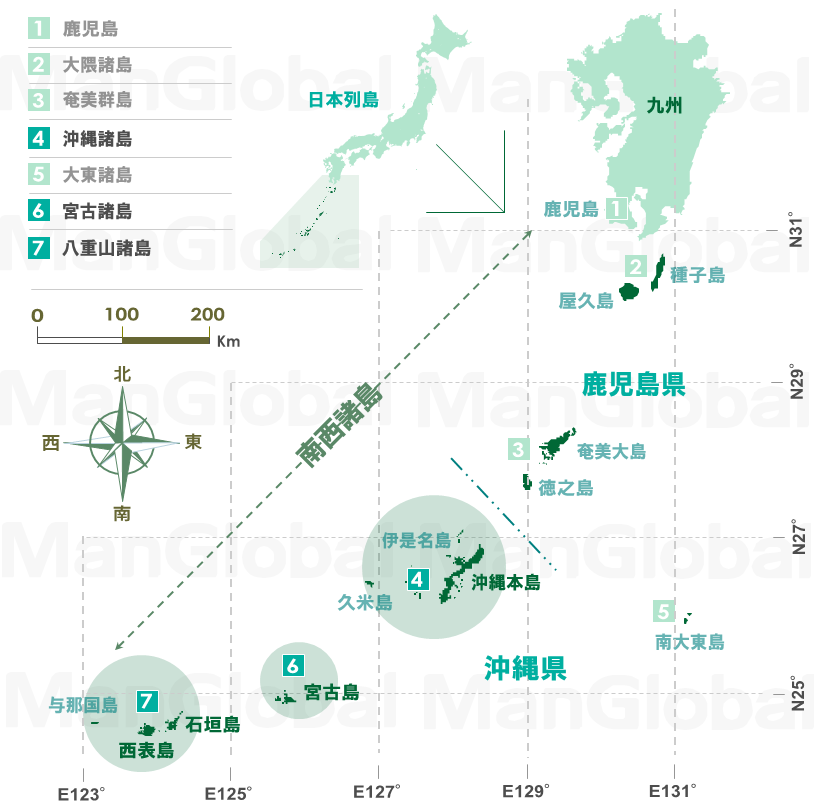 日本全国のヒルギダマシ分布図