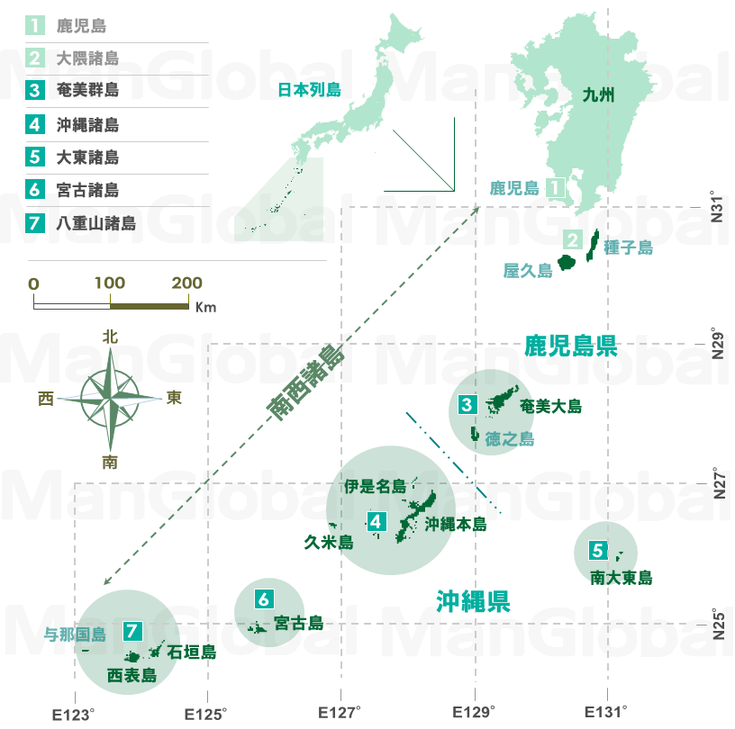 日本全国のオヒルギ分布図